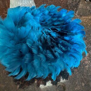 Peacock Blue  Feather USA Bubble Turban Hat one size 1960's